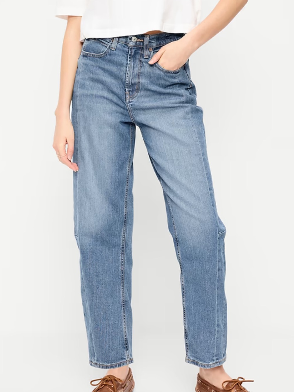 New Old Navy Petite High Waisted Barrel Jeans